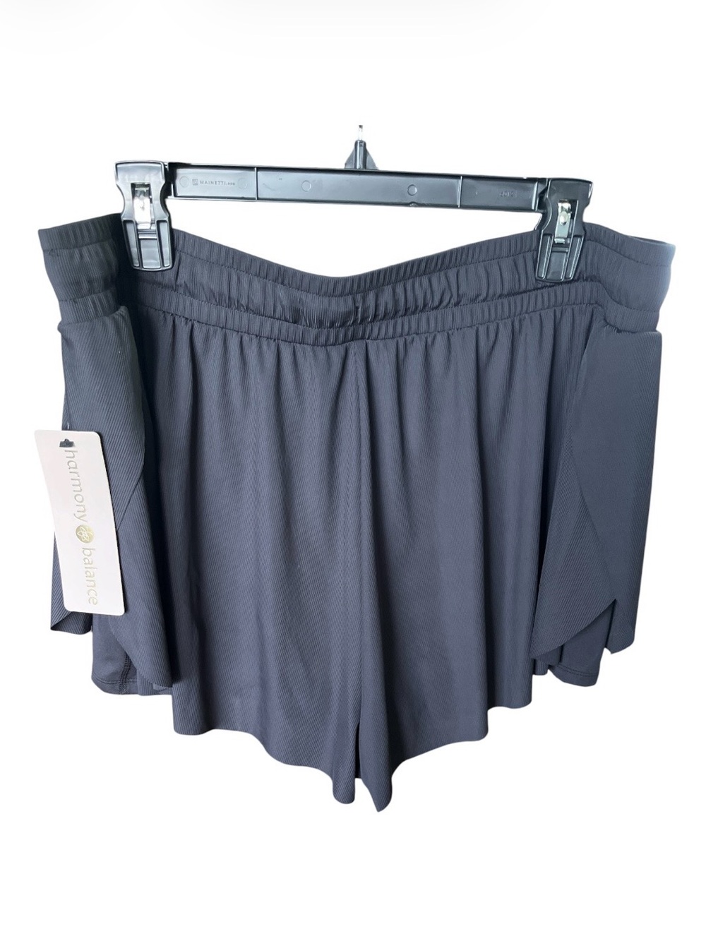 NWT Harmony & Balance 2-in-1 Flowy Athletic Shorts - Black - Size XL